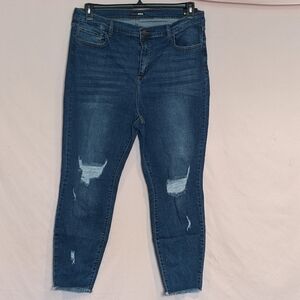 Fashion Nova Smiley High Rise Distressed Jeans in Medium Blue Wash size 3X